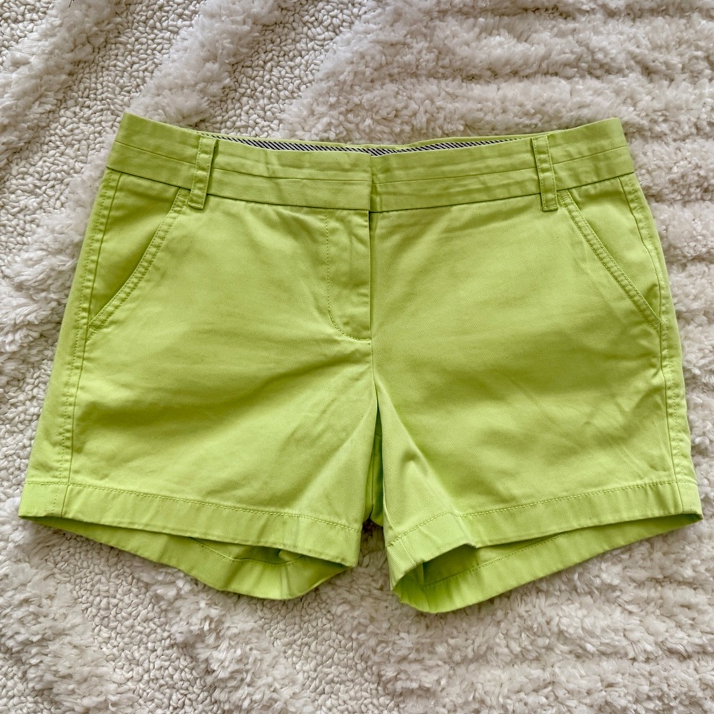 J. Crew Classic Neon Lime Green Chino Shorts - Size 8